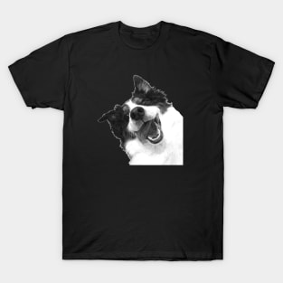 Black and White Happy Dog T-Shirt